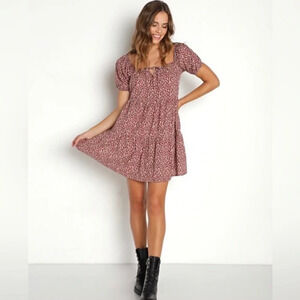 Lacausa Playa Mini Dress in Cocoa Magic Mushroom Print. NWT size small.